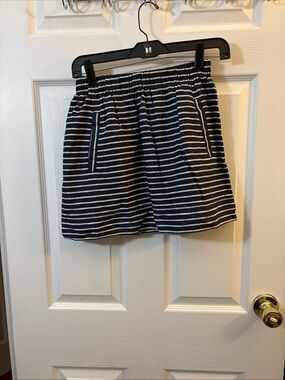 J. Crew Navy and White Striped Knit Skirt